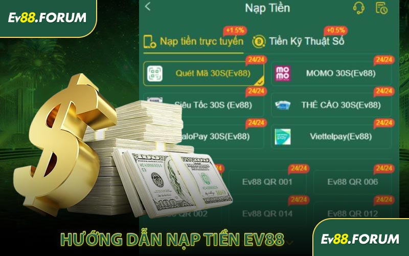 Hướng dẫn nạp tiền EV88